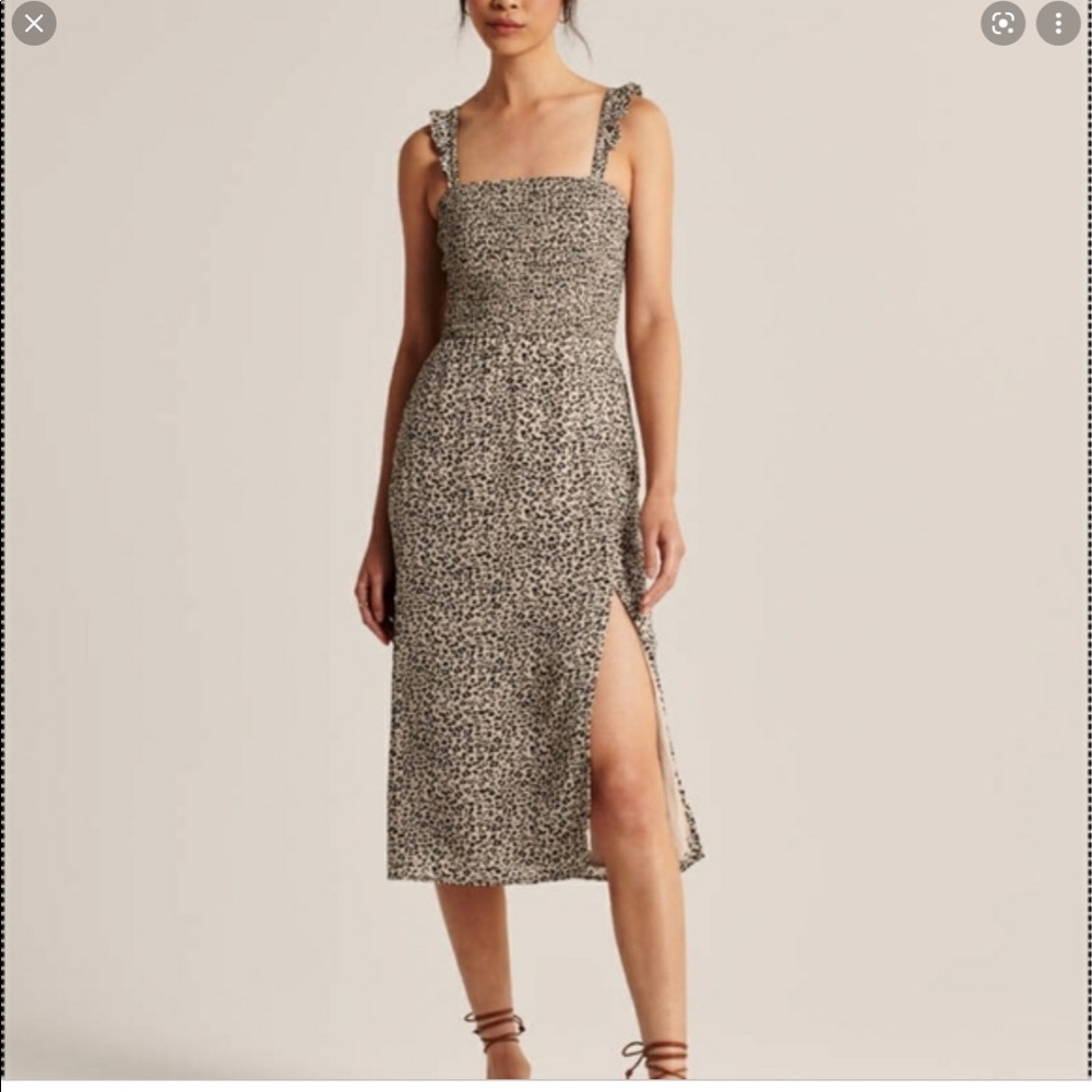 Abercrombie and Fitch smocked leopard midi dress